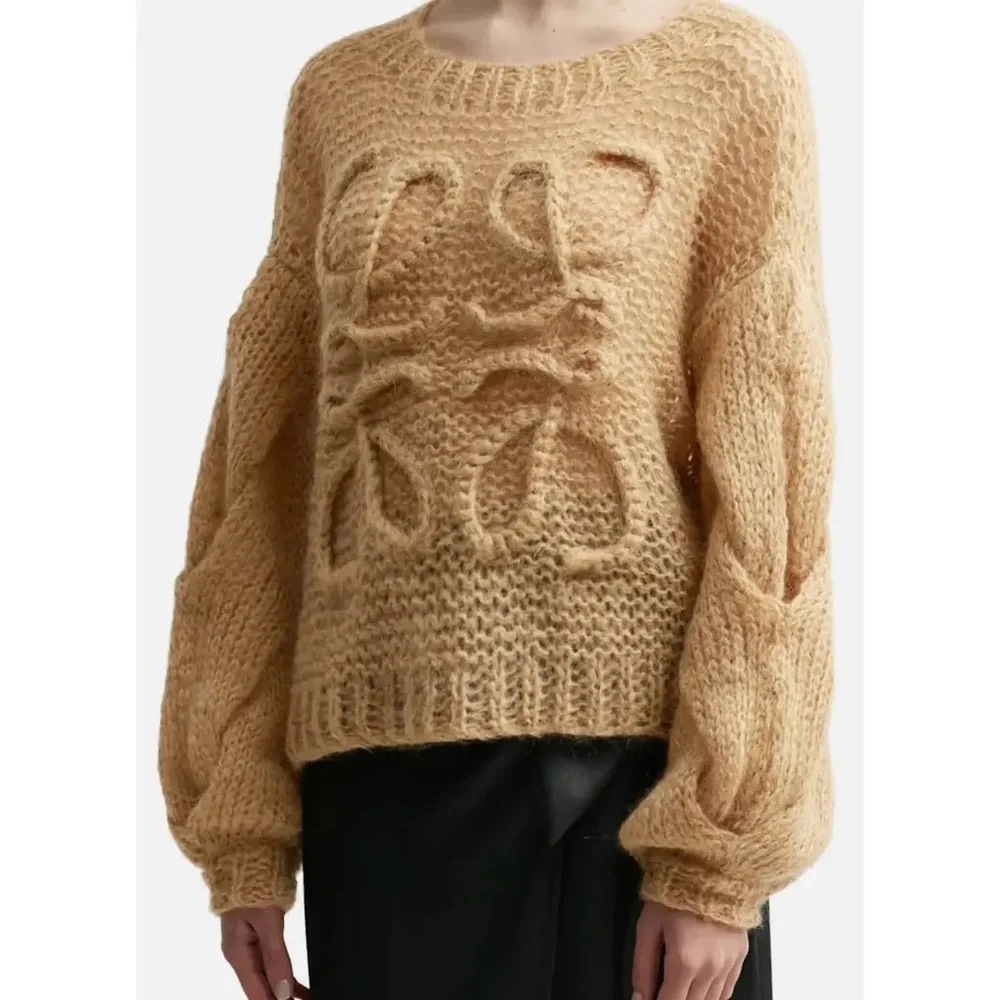Loewe Textured Cable Logo Sweater in Camel - Picture 1 of 7